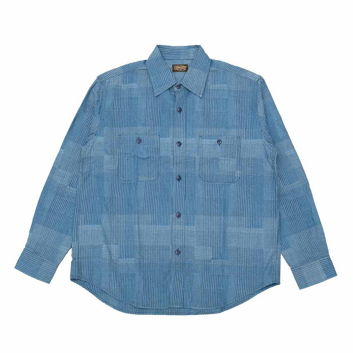 SUGAR CANE - Add Human Labor - INDIGO PATCHWORK L/S WORK SHIRT - SC29588