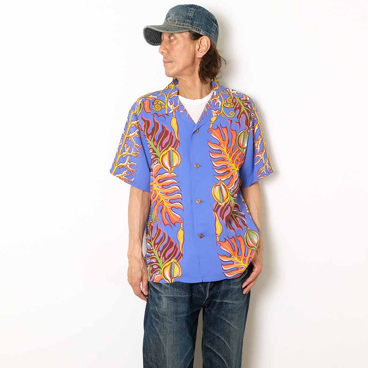 SUN SURF - S/S RAYON HAWAIIAN SHIRT - MONSTERA BORDER - SS39622