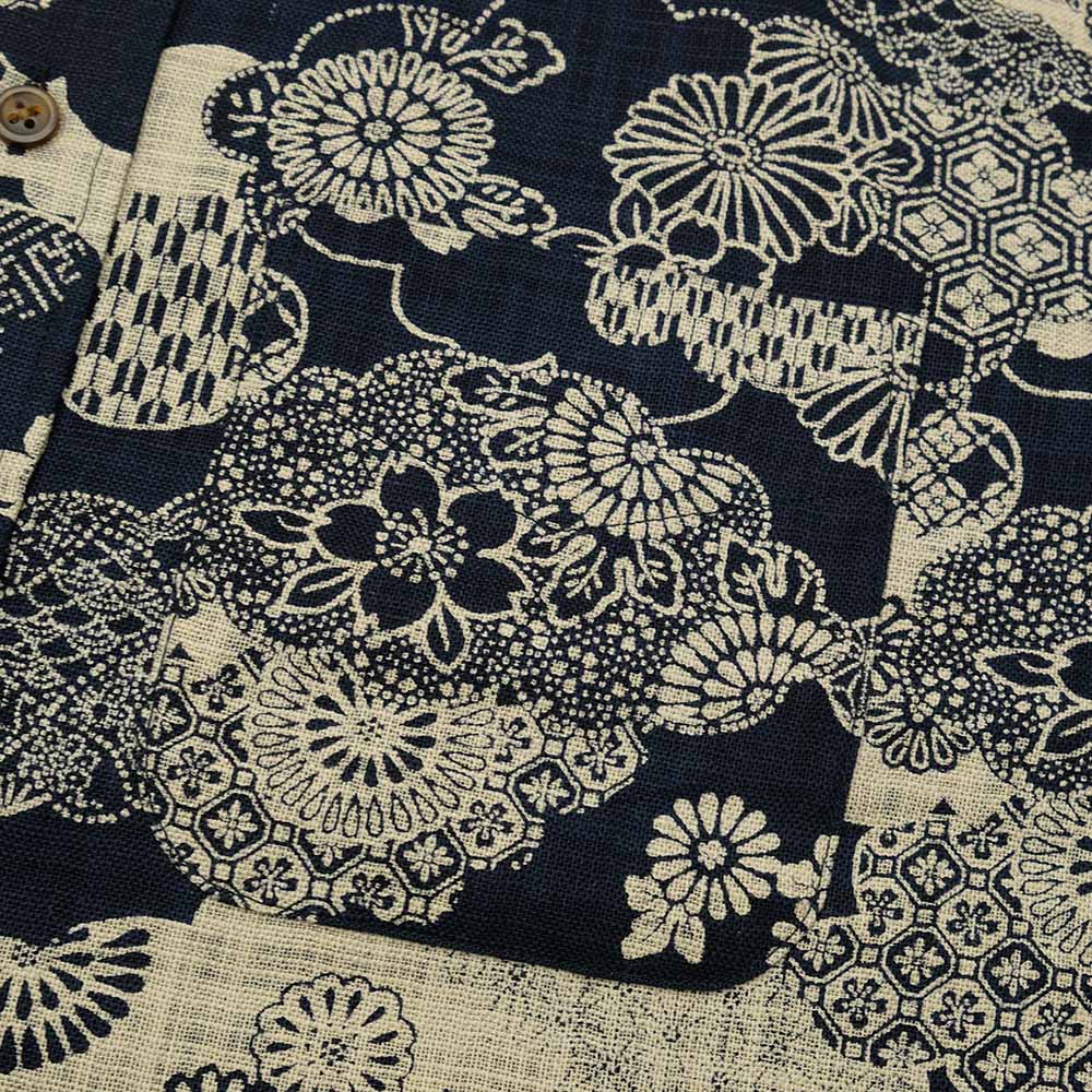 衣櫻 - ムラ糸クロス素材 - 長袖レギュラーカラーシャツ - 雲取 - SA1595