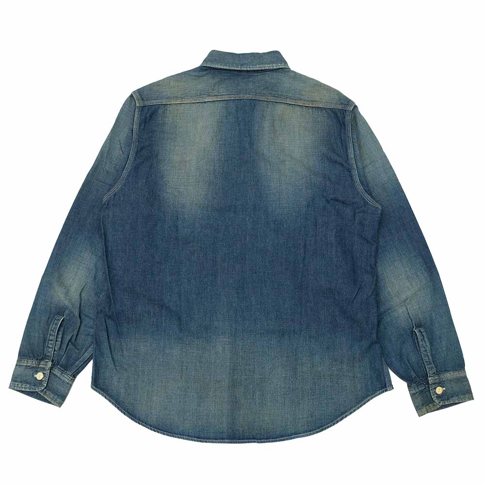 SUGAR CANE - BLUE DENIM WORK SHIRT AGED MODEL - SC29474