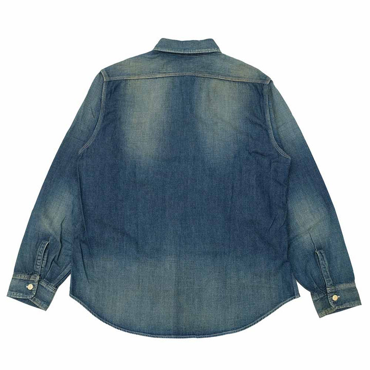 SUGAR CANE - BLUE DENIM WORK SHIRT AGED MODEL - SC29474