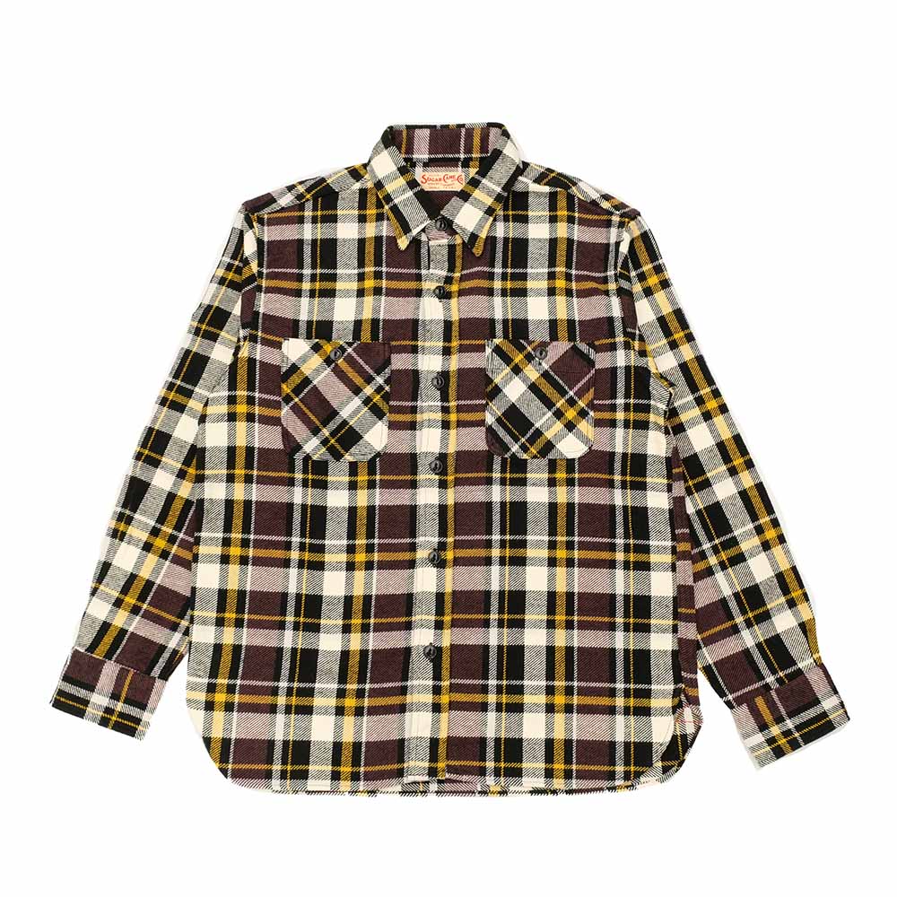 SUGAR CANE - TWILL CHECK WORK SHIRT - SC29566