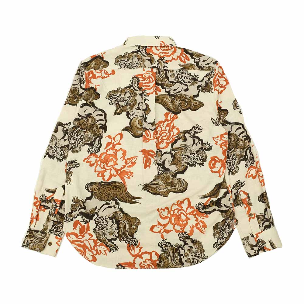 衣櫻 - サザンクロス素材 - 長袖レギュラーシャツ - 唐獅子牡丹 - SA1670