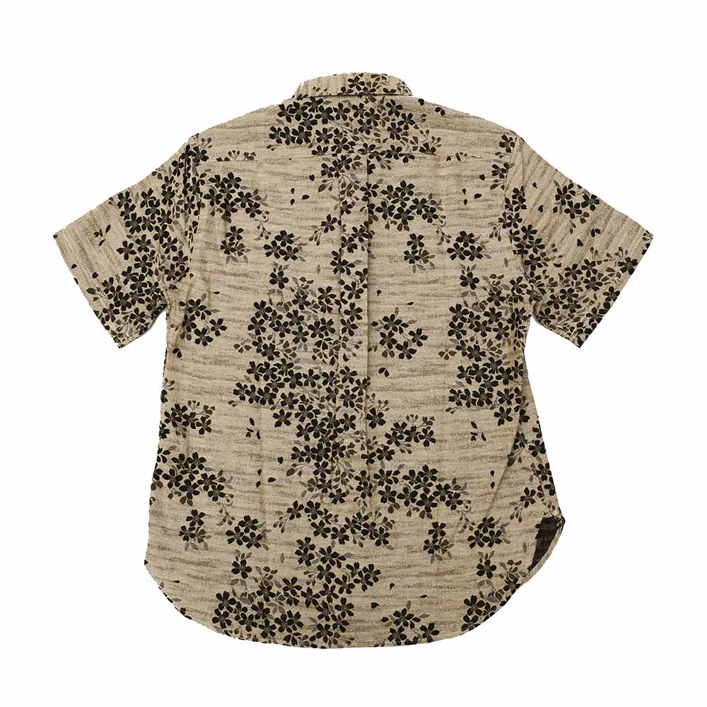 衣櫻 - 二重織ジャガードガーゼ素材 - 半袖レギュラーカラーシャツ - 黒桜 - SA1609