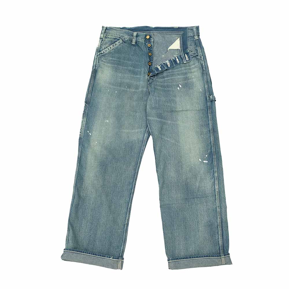 SUGAR CANE - 11oz. BLUE DENIM WORK PANTS - AGED MODEL - SC42549