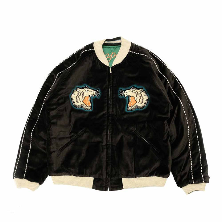 TAILOR TOYO - Mid 1950s Style - Velveteen × Acetate Quilted Souvenir Jacket - Stencil Paint - TOYO ENTERPRISE 60th Anniversary - Special Edition - TIGER HEAD × EAGLE - TT15809