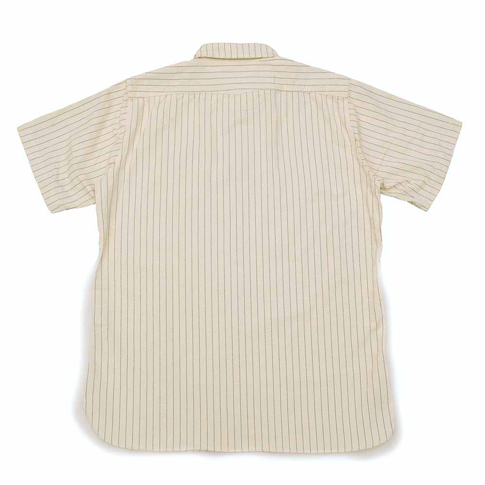 SUGAR CANE FICTION ROMANCE 8.5oz. WHITE WABASH STRIPE S/S WORK SHIRT SC37275