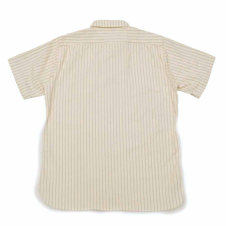 SUGAR CANE FICTION ROMANCE 8.5oz. WHITE WABASH STRIPE S/S WORK SHIRT SC37275