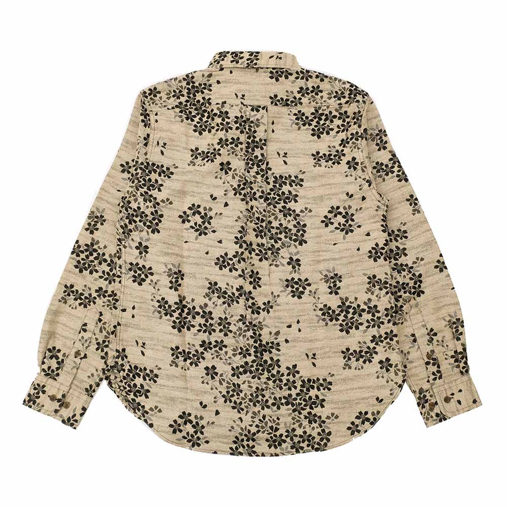 KOROMO ZAKURA - Double-weave Jacquard Gauze Cloth - Long-Sleeve Regular Shirt - Black Cherry Blossoms - SA1661