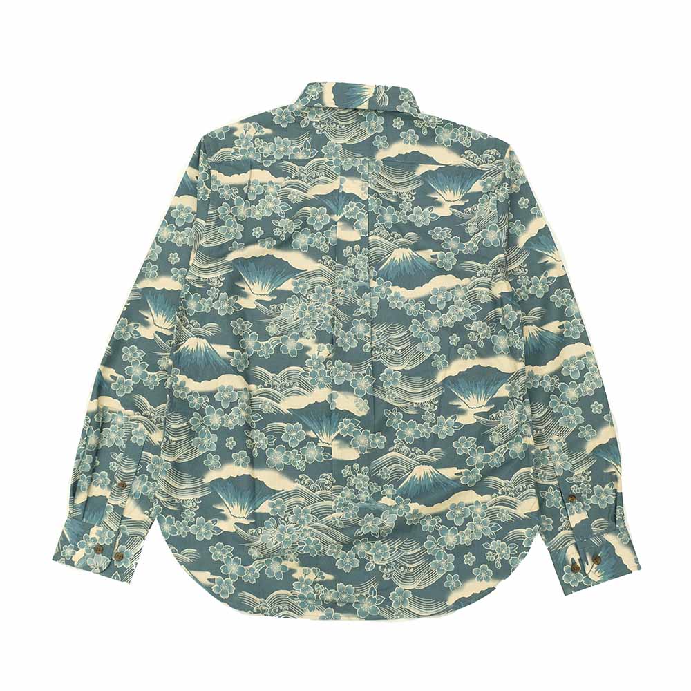 衣櫻 - シーチング素材 - 長袖レギュラーシャツ - 桜富士 - SA1664