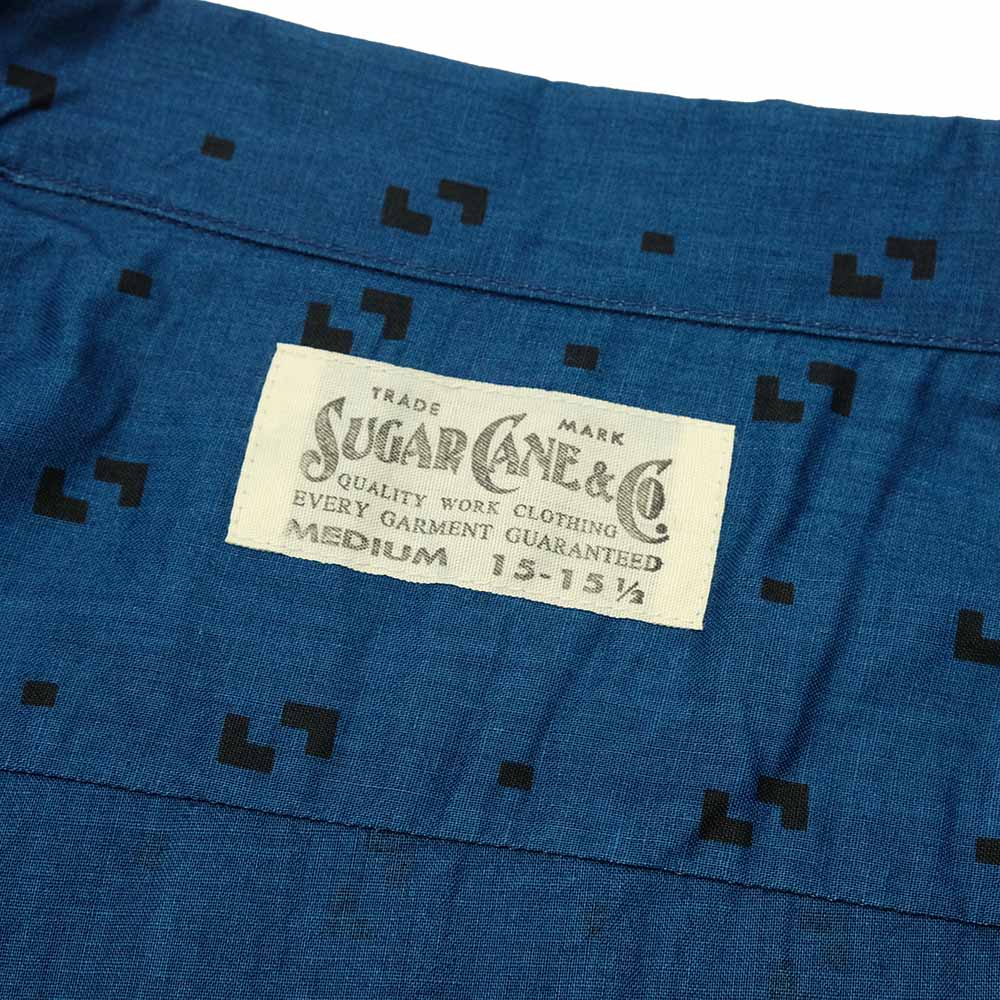 SUGAR CANE - FICTION ROMANCE - 3.5oz. INDIGO PRINT OPEN SHIRT - SC39511