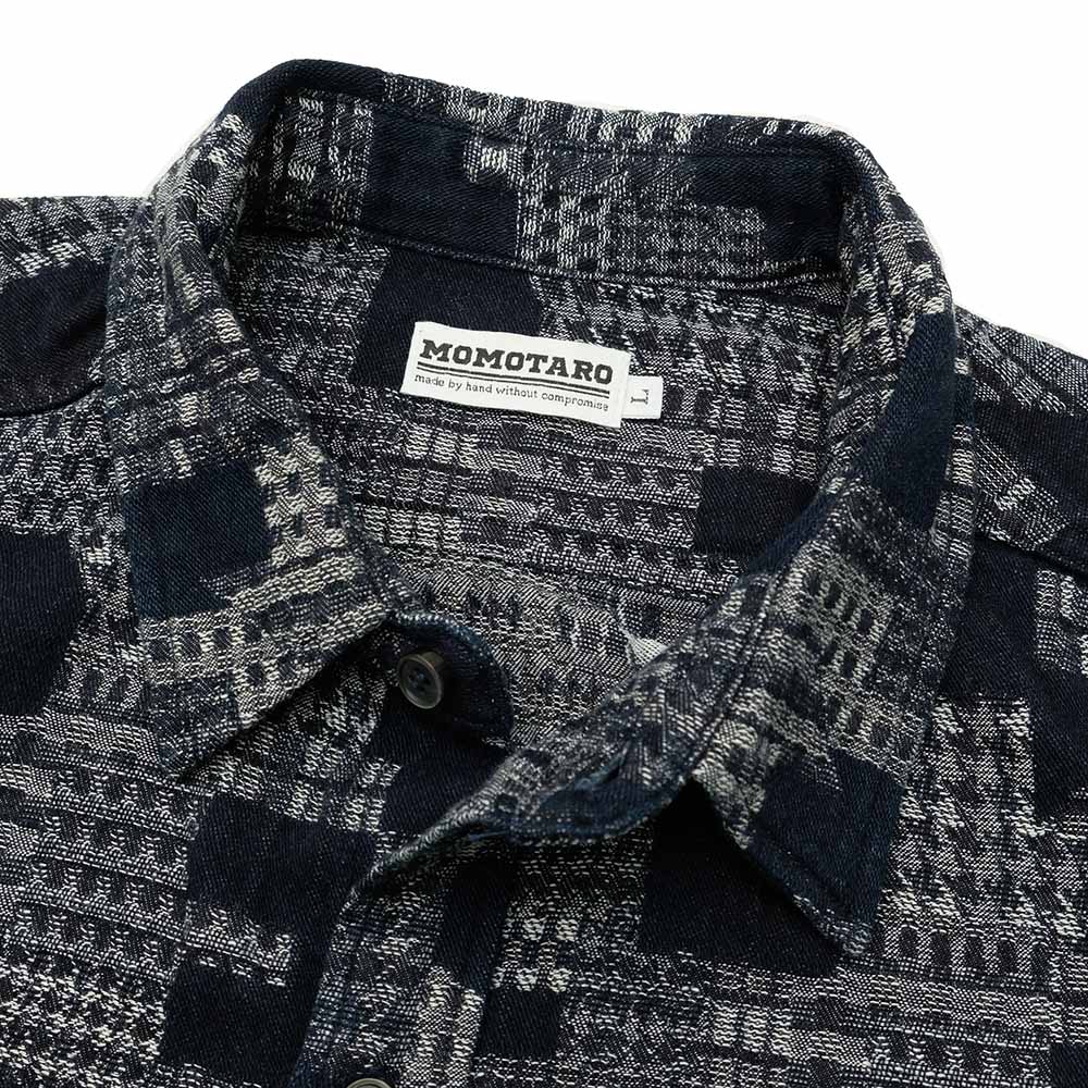 MOMOTARO JEANS - INDIGO JACQUARD L/S SHIRTS - MXLS1015