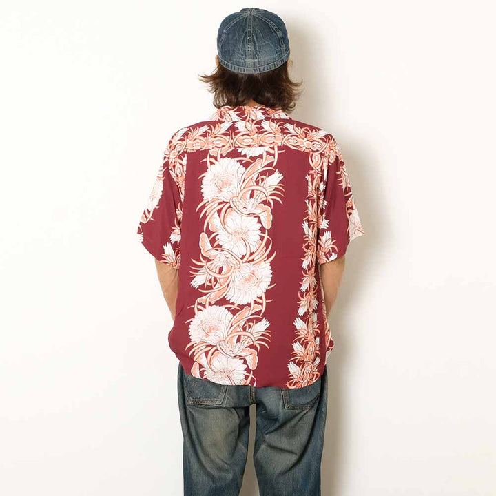 SUN SURF - S/S RAYON HAWAIIAN SHIRT - NIGHT BLOOMING CEREUS BORDER - SS39612