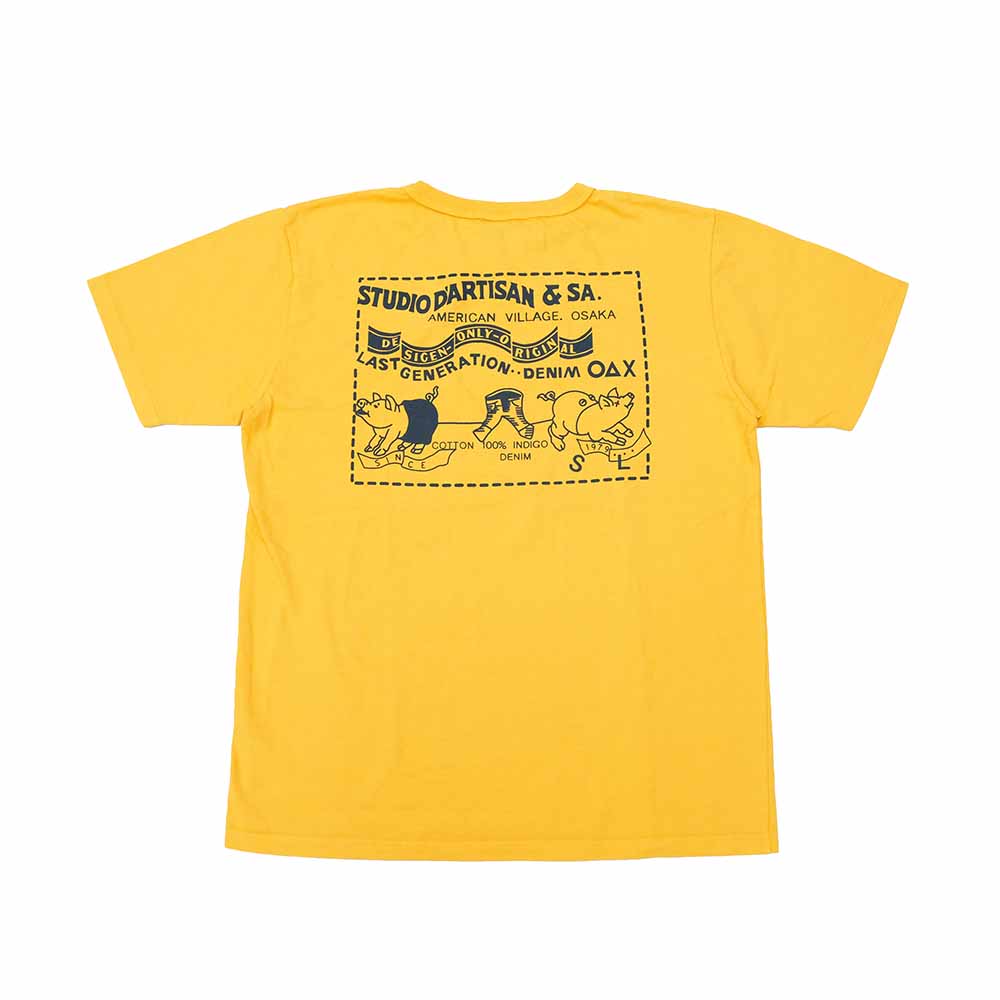 STUDIO D’ARTISAN - USA COTTON T-SHIRT - TWO PIG MARK - 8153