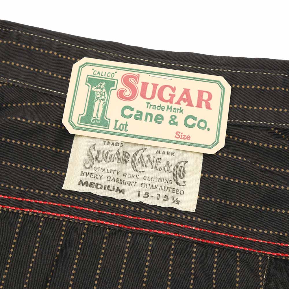 SUGAR CANE - FICTION ROMANCE - 8.5oz. BLACK WABASH STRIPE WORK SHIRT - SC29585