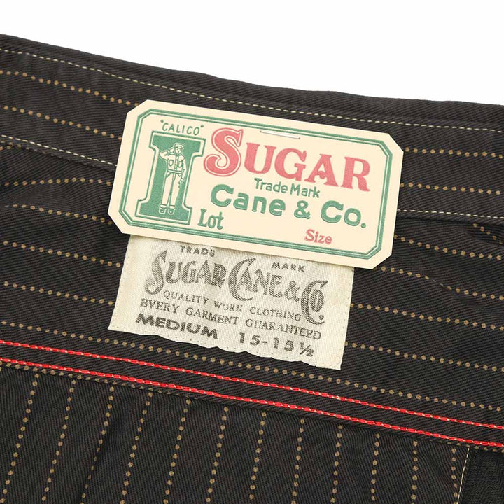 SUGAR CANE - FICTION ROMANCE - 8.5oz. BLACK WABASH STRIPE WORK SHIRT - SC29585