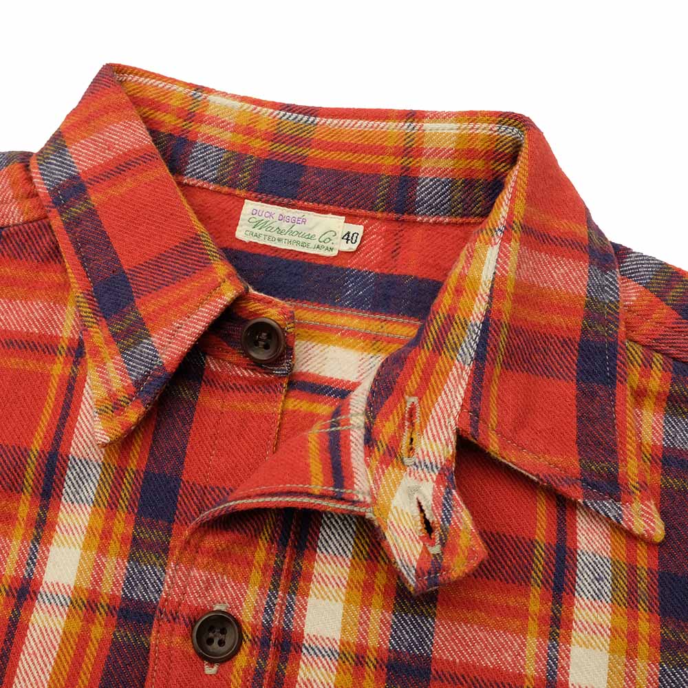 WAREHOUSE - Lot.3022 FLANNEL SHIRTS WITH CHINSTRAP - G柄 - ONE WASH - 3022G-23