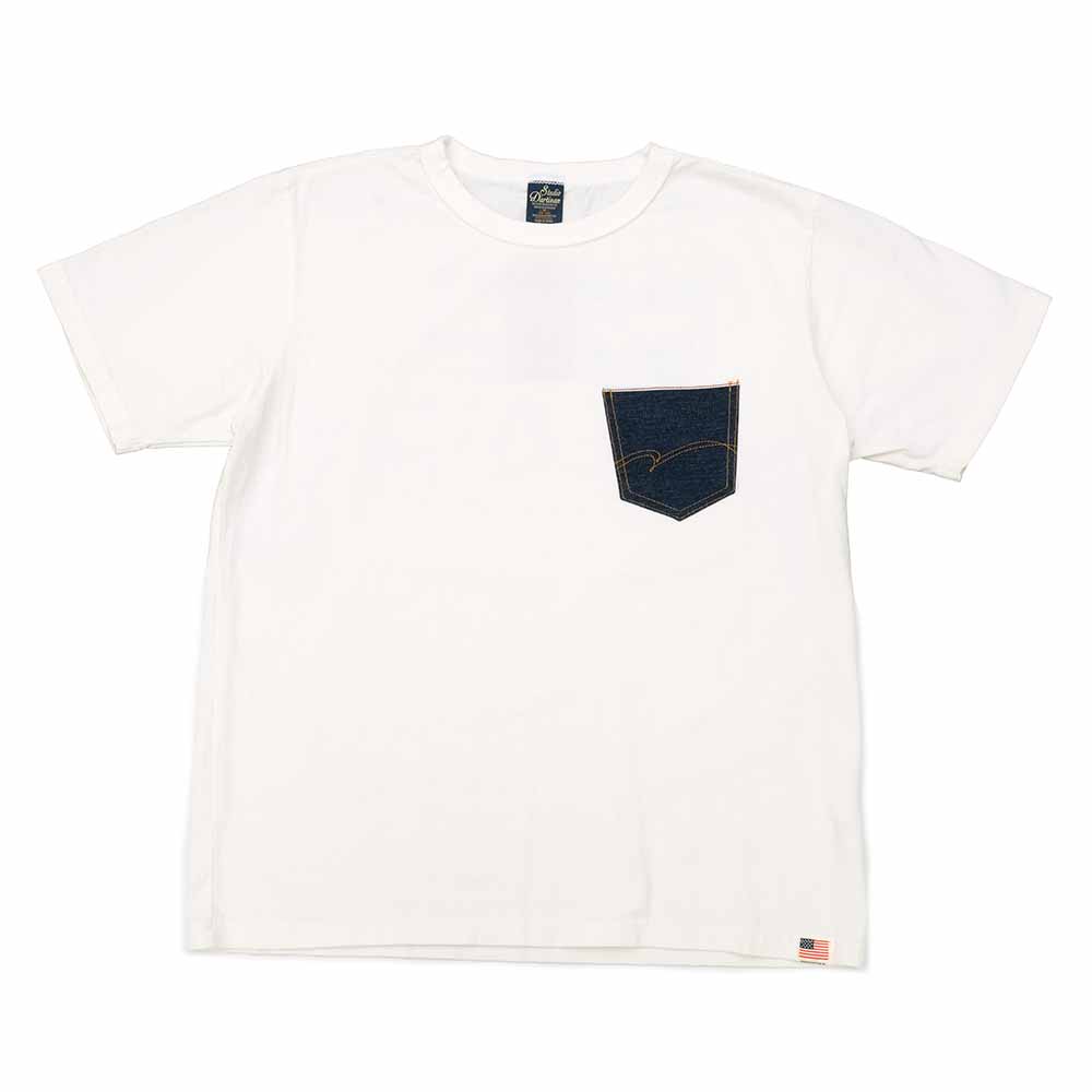 STUDIO D’ARTISAN - US COTTON PRINT T-SHIRT - DENIM POCKET - 8135A