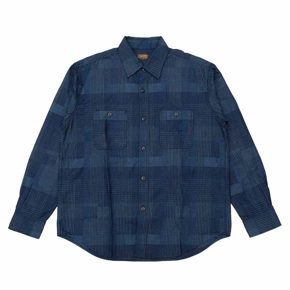 SUGAR CANE - Add Human Labor - INDIGO PATCHWORK L/S WORK SHIRT - SC29588