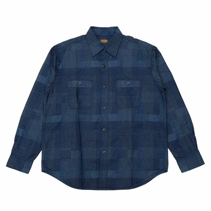 SUGAR CANE - Add Human Labor - INDIGO PATCHWORK L/S WORK SHIRT - SC29588