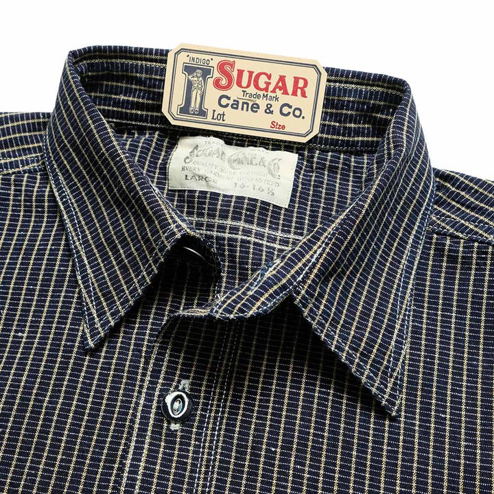 SUGAR CANE - FICTION ROMANCE - 5.25oz. INDIGO CHECK WORK SHIRT - SC39734