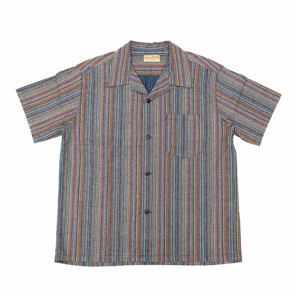 SUGAR CANE - MULTI STRIPE - S/S OPEN SHIRT - SC39520