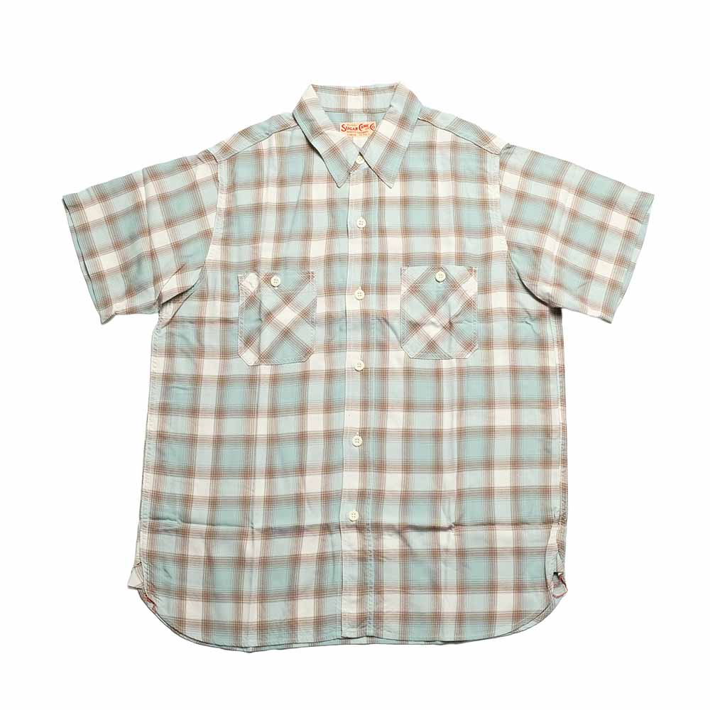 SUGAR CANE - RAYON OMBRE CHECK S/S WORK SHIRT - SC39728