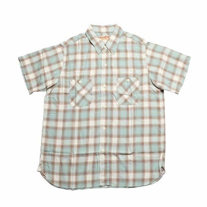 SUGAR CANE - RAYON OMBRE CHECK S/S WORK SHIRT - SC39728