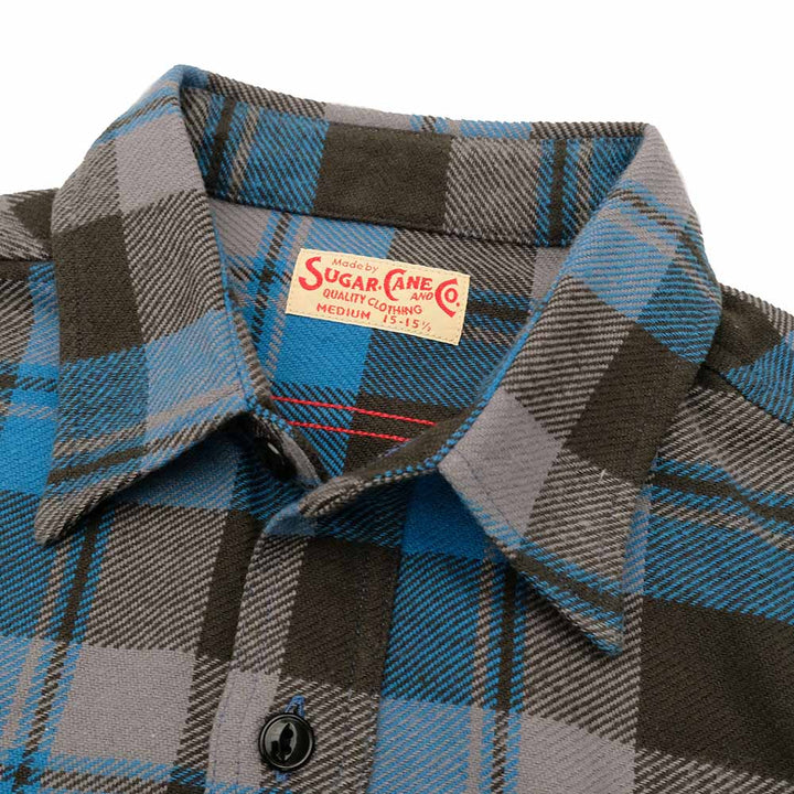 SUGAR CANE - TWILL CHECK WORK SHIRT - SC29558