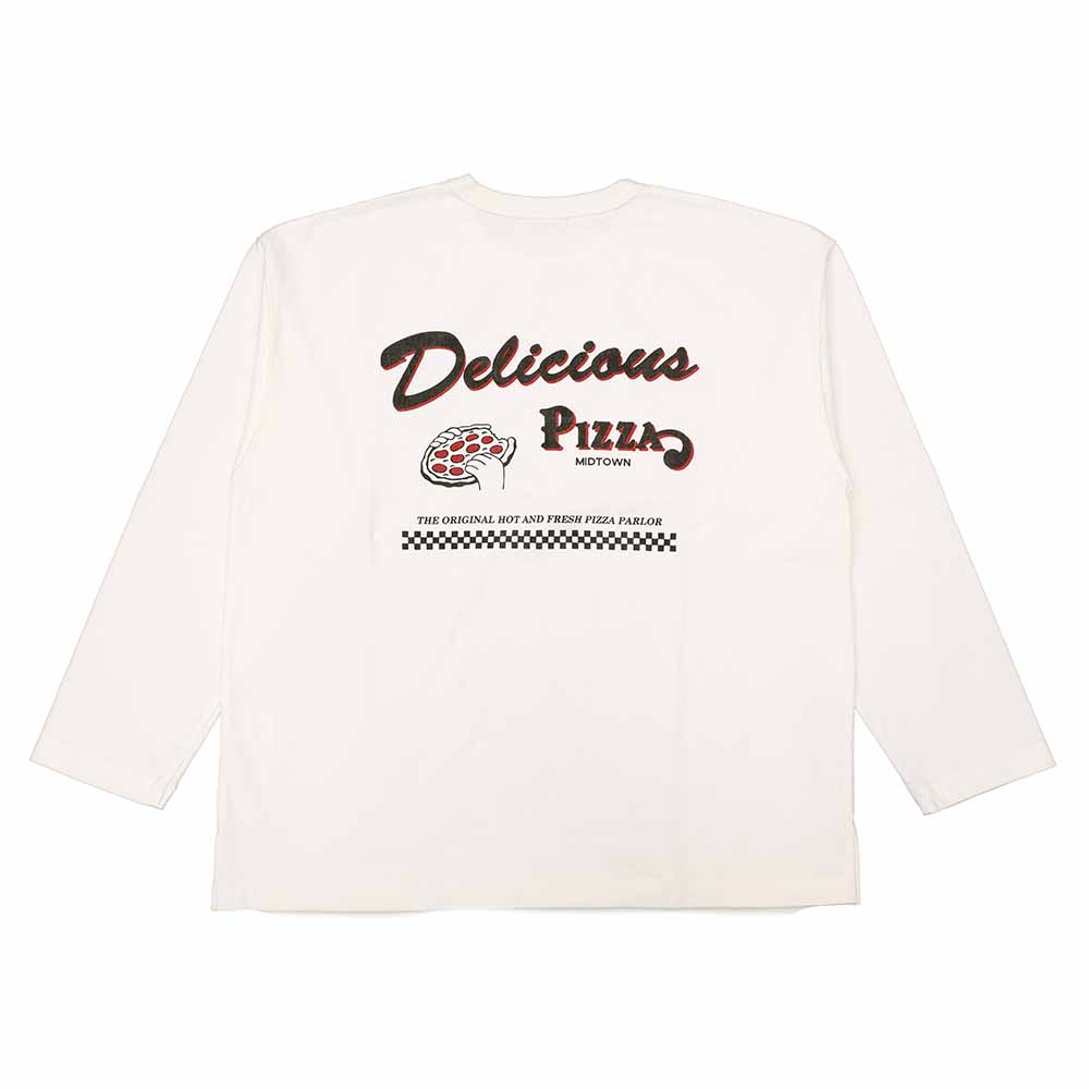 BARNS - 10/- 90's Heavy Weight L/S Print T-shirt - Delicious PIZZA - BR-25407