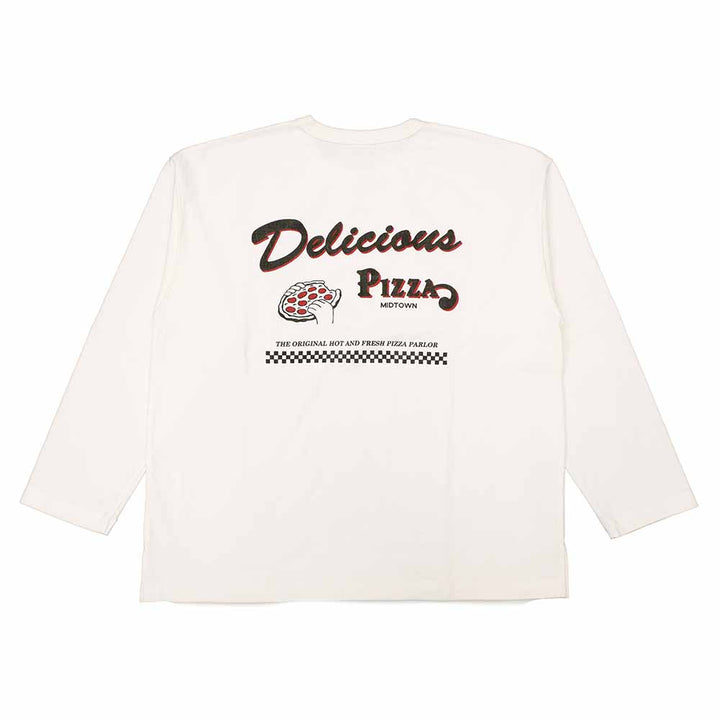 BARNS - 10/- 90's Heavy Weight L/S Print T-shirt - Delicious PIZZA - BR-25407
