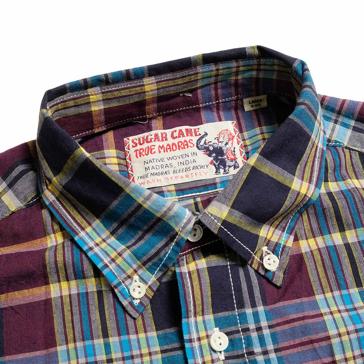 SUGAR CANE - MADRAS CHECK BUTTON DOWN SHIRT - SC39738