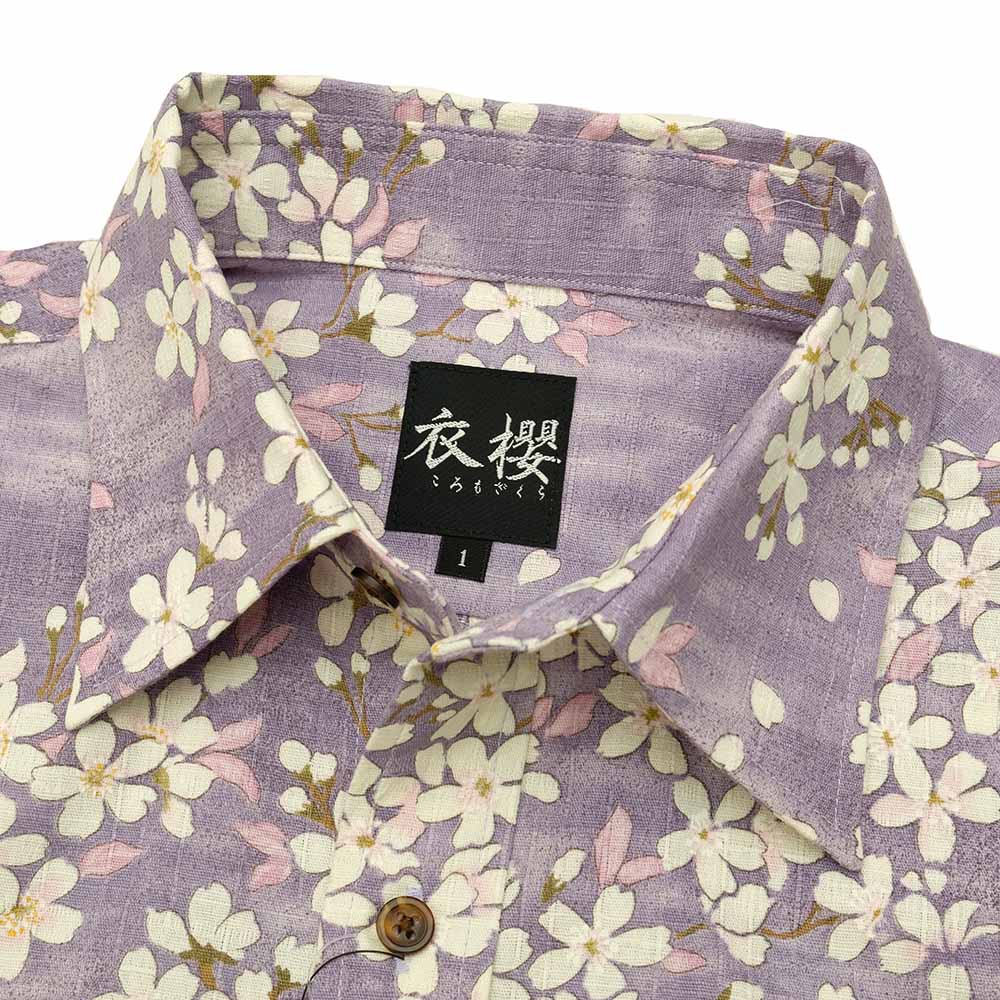 衣櫻 - サザンクロス素材 長袖レギュラーシャツ - 霞舞桜 - SA1564