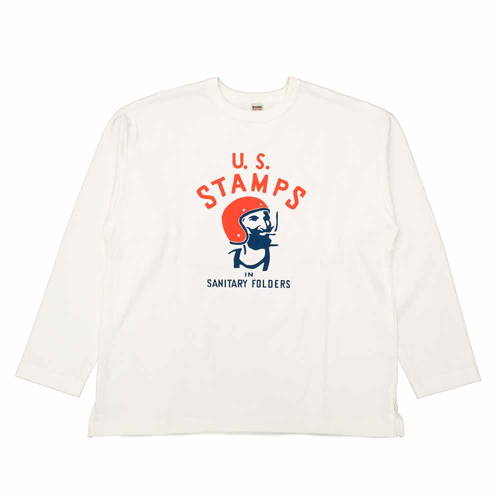 BARNS - 90s HEAVY WEIGHT L/S PRINT T-SHIRT - U.S. STAMPS - BR-24402