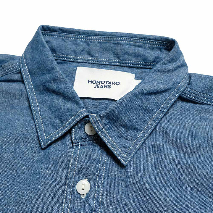 MOMOTARO JEANS - TRIPLE STITCH L/S CHAMBRAY SHIRT - TWO STRIPES - MMLS3000