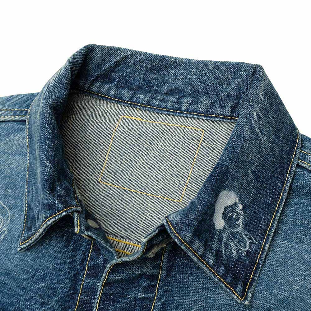 SUGAR CANE - 14.25oz. DENIM JACKET 1953 AGED MODEL CARTOON PAINT - SC15716