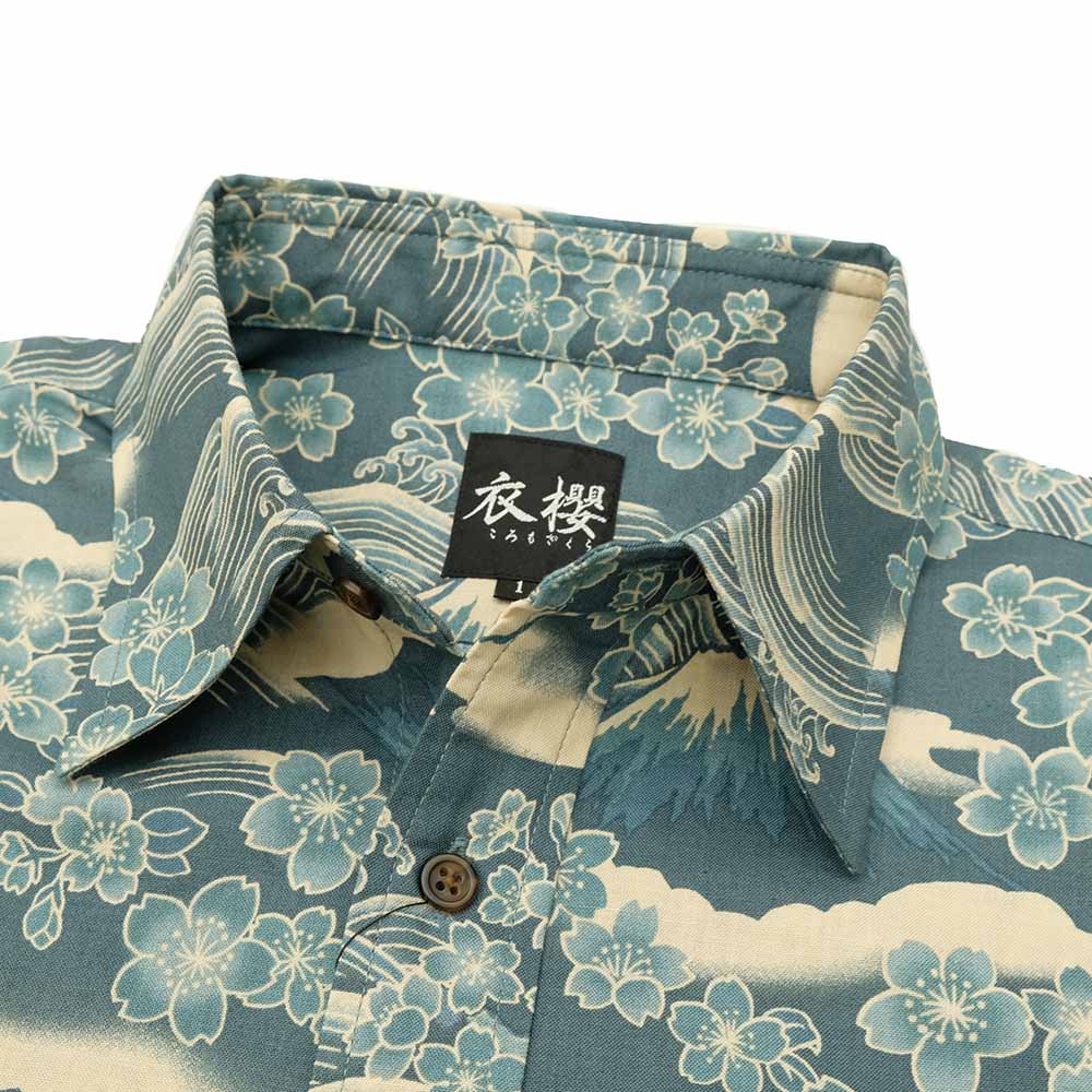 衣櫻 - シーチング素材 - 長袖レギュラーシャツ - 桜富士 - SA1664