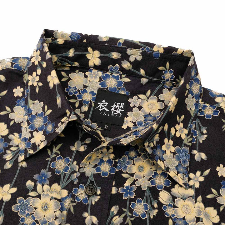衣櫻 - シーチング素材 - 長袖レギュラーシャツ - 枝垂桜 - SA1744