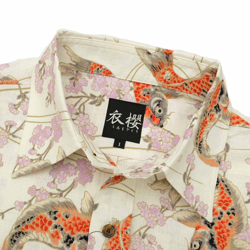 衣櫻 サザンクロス素材 長袖レギュラーシャツ 跳ね鯉 SA1565