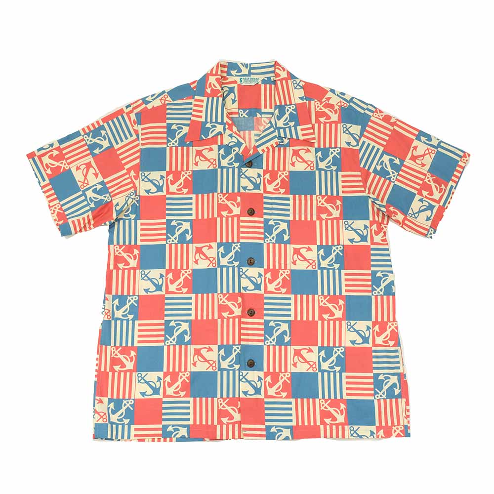 SUN SURF - COTTON BROAD OPEN SHIRT - ANCHOR SQUARES - SS39506