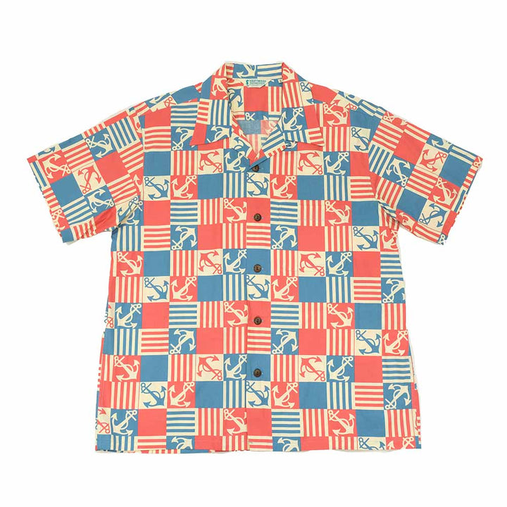 SUN SURF - COTTON BROAD OPEN SHIRT - ANCHOR SQUARES - SS39506