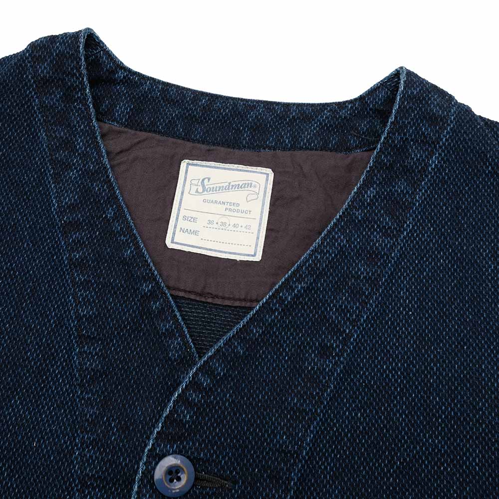 Soundman - Working Waist Coat - Marcy - Indigo Dyed SASHIKO - M376-655X