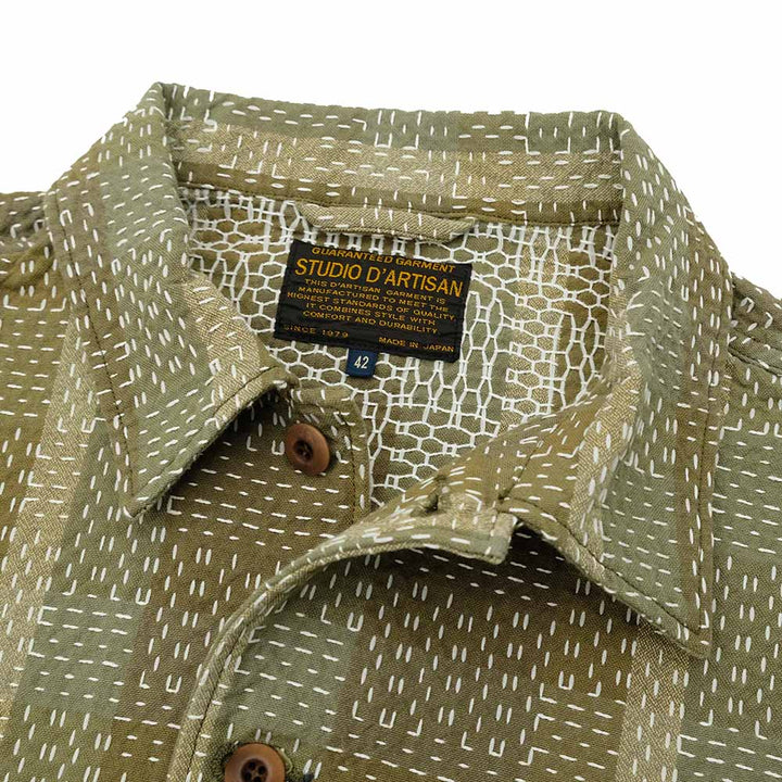 STUDIO D’ARTISAN - NORAGI ARMY SASHIKO - LONG SLEEVE SHIRT - 5718