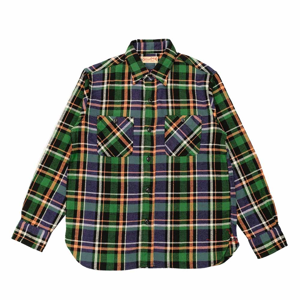 SUGAR CANE - TWILL CHECK WORK SHIRT - SC29566