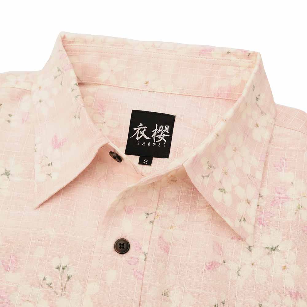 衣櫻 - サザンクロス素材 長袖レギュラーシャツ - 裏霞舞桜 - SA1743