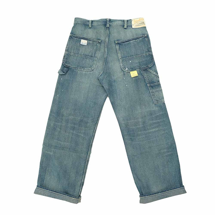 SUGAR CANE - 11oz. BLUE DENIM WORK PANTS - AGED MODEL - SC42549