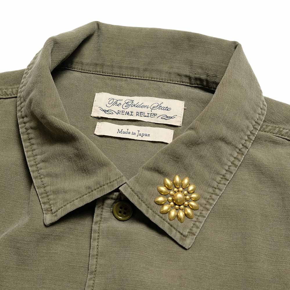 REMI RELIEF - WIDE MILITARY SHIRT - Big Flower Studs -  RN2043SDQ