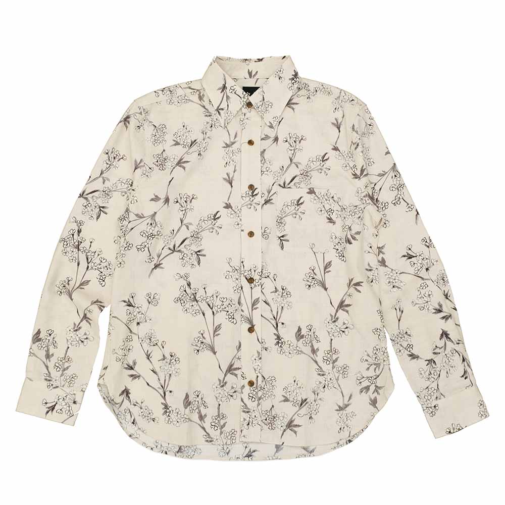 衣櫻 - サザンクロス素材 - 長袖レギュラーシャツ - 枝垂れ桜 - SA1640