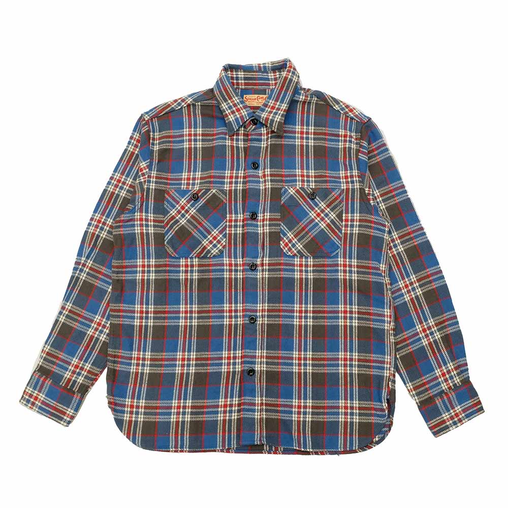 SUGAR CANE - TWILL CHECK WORK SHIRT - SC29564
