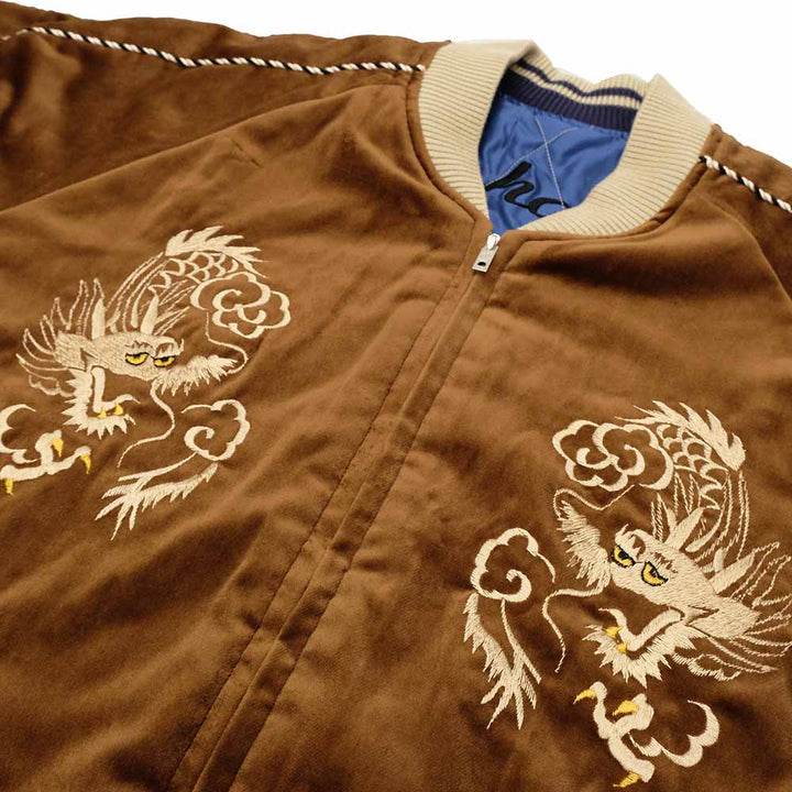 TAILOR TOYO - Velveteen Souvenir Jacket - WHITE DRAGON × BLACK EAGLE - TT15792-138